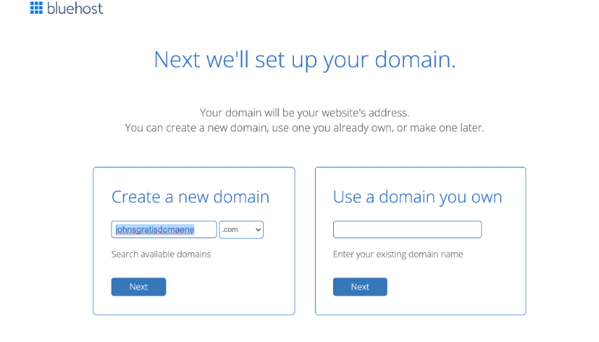 gratis domæne fra Bluehost